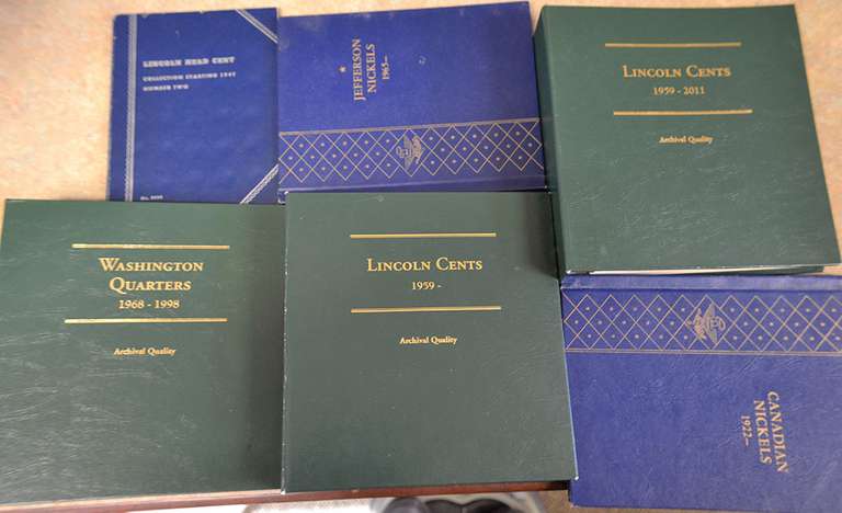 Estate Lot Of Coin Books With Coins