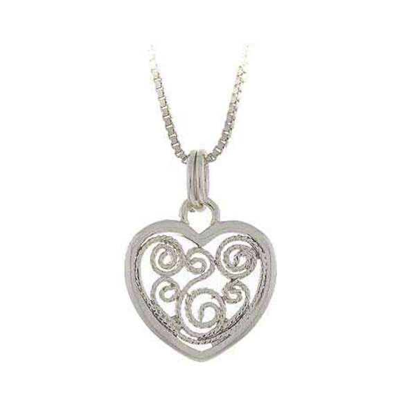Sterling Silver Filigree Heart Pendant