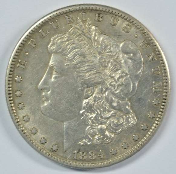 Flashy AU 1884-S Morgan Silver Dollar. Key date