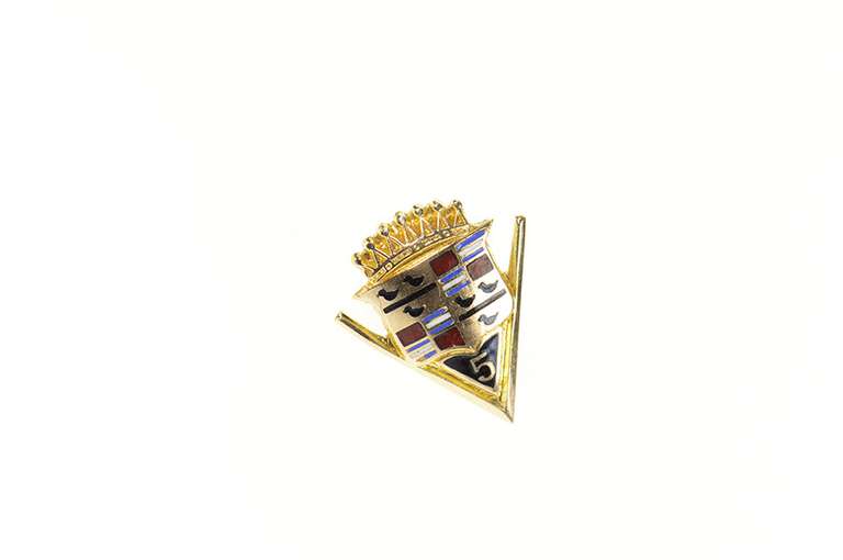10K Yellow Gold Retro Cadillac Enamel 5 Years Lapel Pin/Brooch