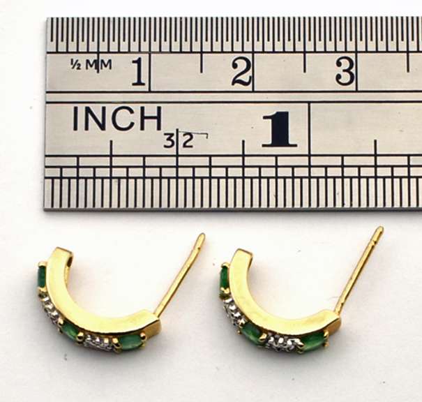 Sweet Emerald & Diamond J Hoop Earrings