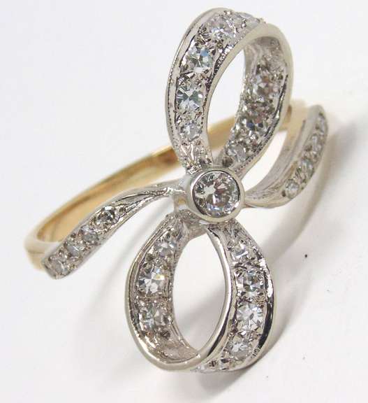 Formal Yellow Gold Diamond Bow Ring