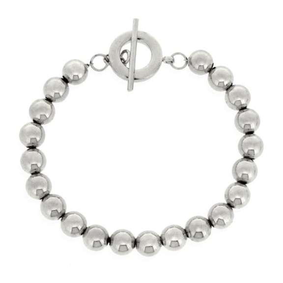 Sterling Silver Beaded Toggle Bracelet