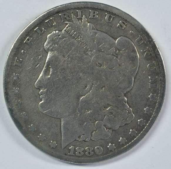 Scarce key date 1880-CC Morgan Silver Dollar in circ