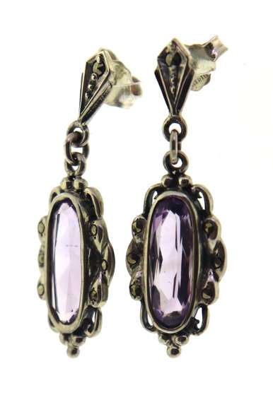 Sterling Silver Amethyst Drop Earrings