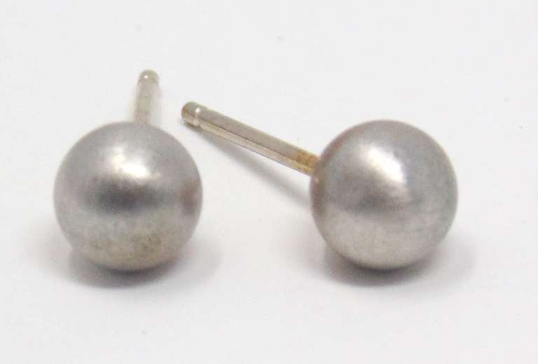 Amazing White Gold Brushed Ball Stud Earrings