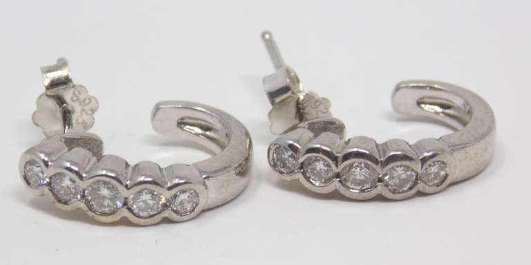 Pretty White Gold Diamond Hoop Earrings
