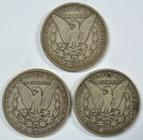 3 Diff. Morgan Silver Dollars: 1892-O, 1901-P, & 1902-P