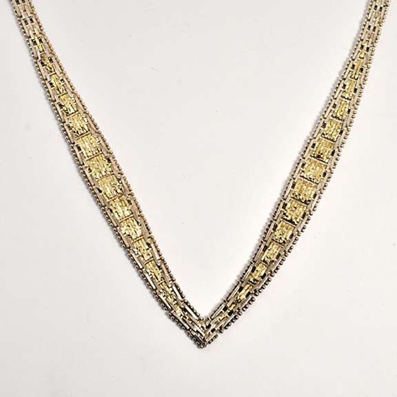 Tasteful Two-Tone V Necklace in Sterling Silver