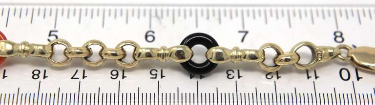 Gorgeous 14kt YG Multi-Color Gemstone Ring Station Bracelet