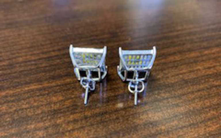 Blue, Yellow and White Diamond Earrings