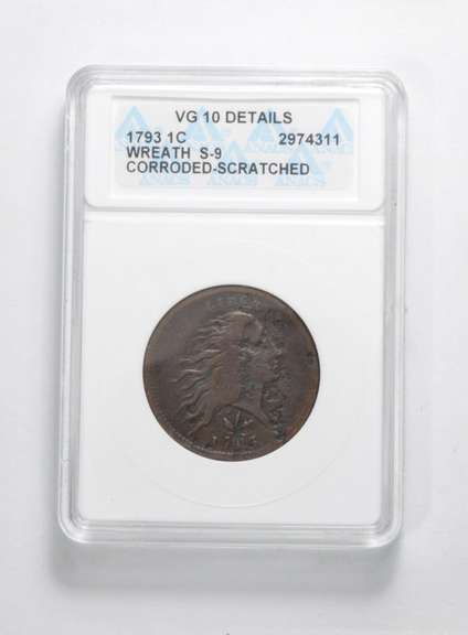 VG10 Details 1793 Flowing Hair Large Cent - Wreath - Graded ANACS