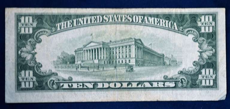 Series 1934 C 10 Dollar Silver Certificate Circulated