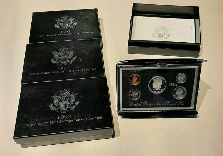 4 1992 Premier Silver Proof Sets