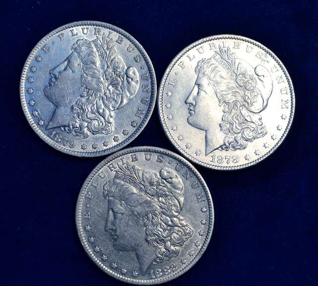 Lot Of 3 AU Morgan Dollars