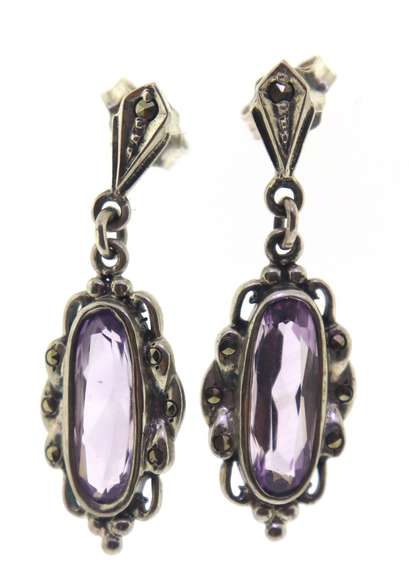 Sterling Silver Amethyst Drop Earrings