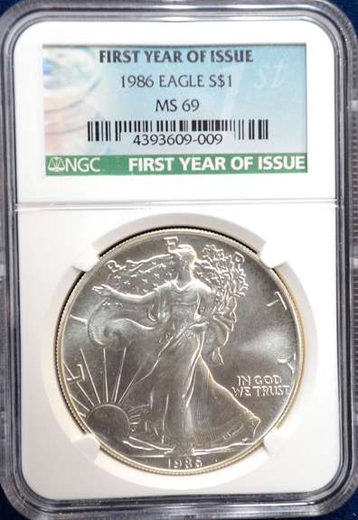 1986 Silver Eagle First Year of Issue NGC MS69