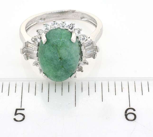 Classic Emerald & White Sapphire Ring in Sterling Silver