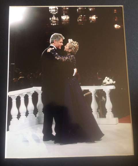 President Bill and Hillary Clinton Autographed Photo Display