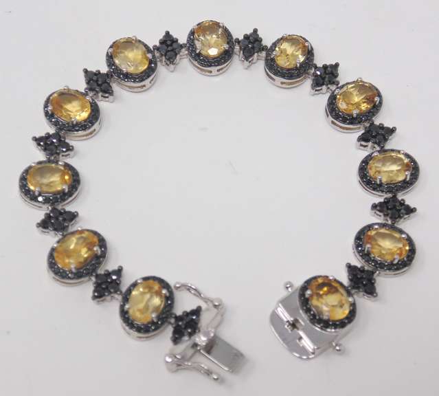 Stainless Steel Citrine Tennis Bracelet