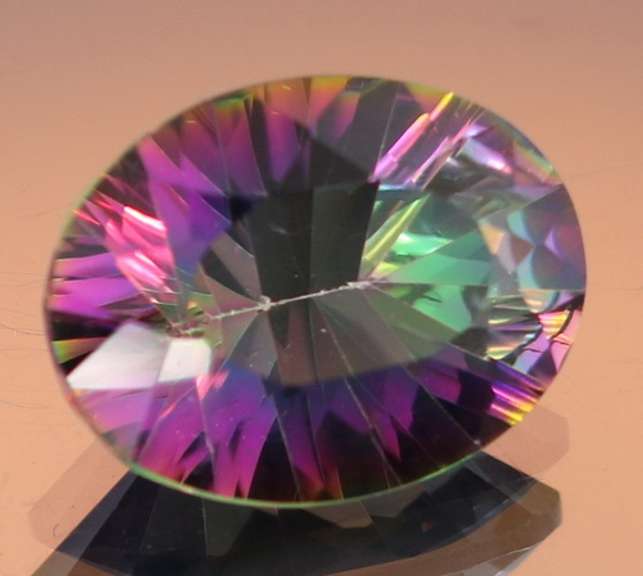 Rainbow color 6.89ct concave cut Mystic Quartz