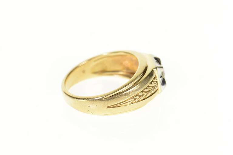 14K Yellow Gold 0.15 Ct Men's Art Deco Diamond Wedding Ring