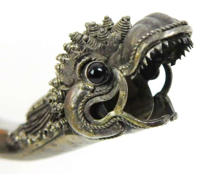 Early Rare Silver Figural Dragon Cigarette/Cigar Holder
