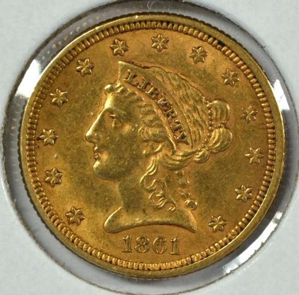 Scarce 1861 $2.50 Liberty Gold Piece. Civil War issue