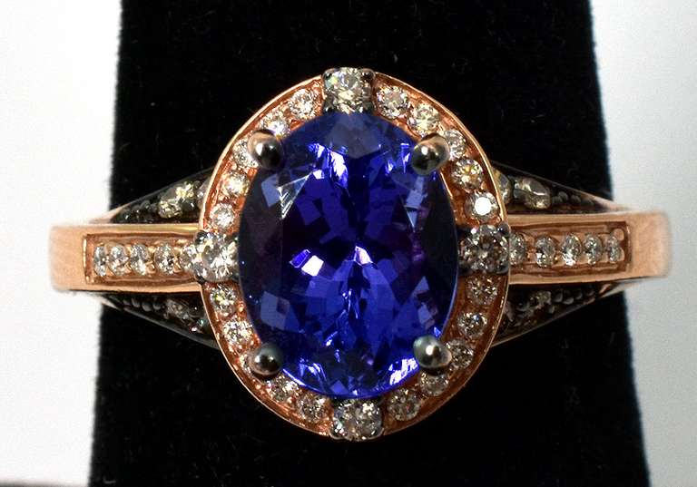 Gorgeous Tanzanite & Diamond Ring in 14KT Rose Gold - LeVian
