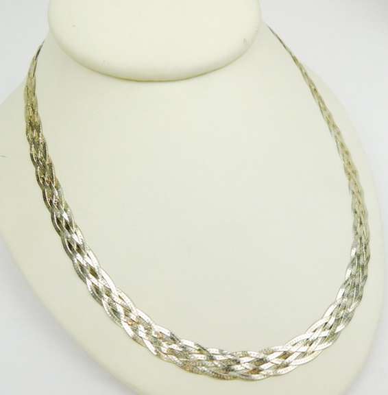 Italian Milor Wide Sterling Silver Woven Necklace