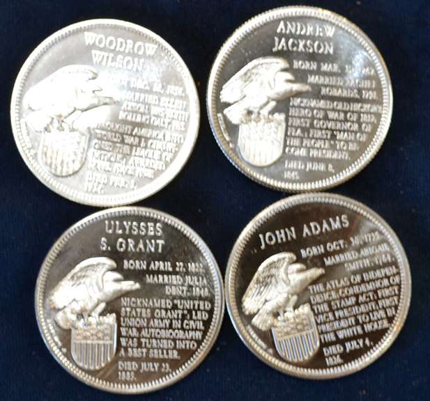 Lot Of 4 Sterling Silver President Medals