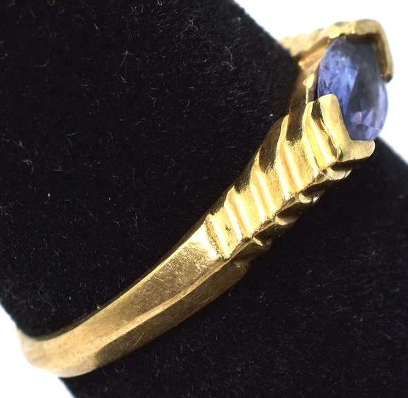 Lovely Blue Crystal Ring in 14KT Yellow Gold