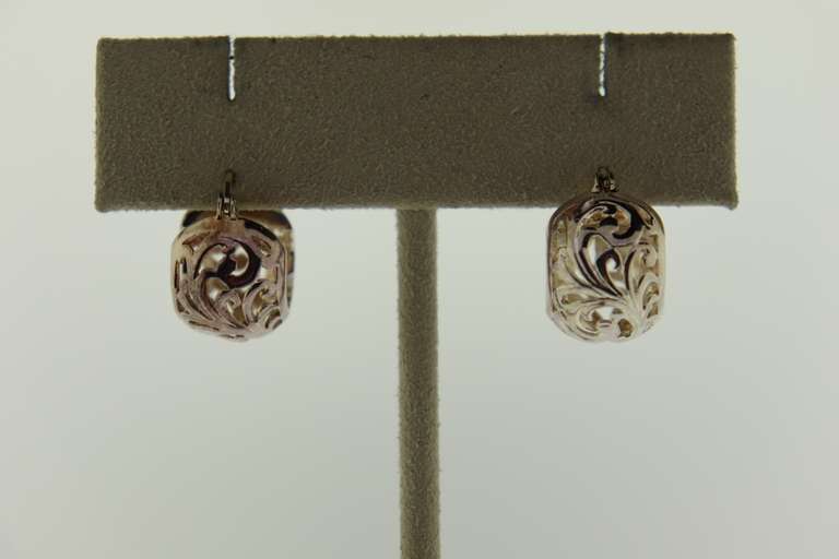 Sterling Silver Filigree Wide Hoop Earrings
