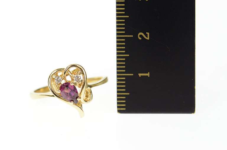 14K Yellow Gold Pear Purple Tourmaline Diamond Accent Heart Ring