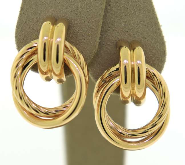 Fancy Yellow Gold Interlocking Circle Earrings