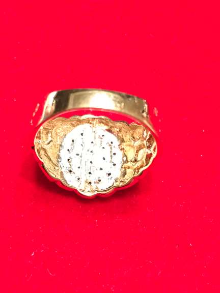 MEN’S 10K YELLOW GOLD DIAMOND RING NUGGET STYLE