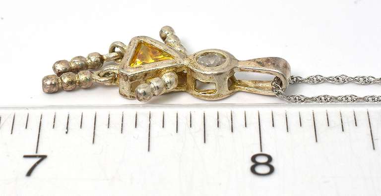 Sterling Silver Girl Necklace with Yellow Stone