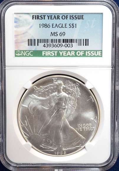 1986 Silver Eagle First Year of Issue NGC MS69