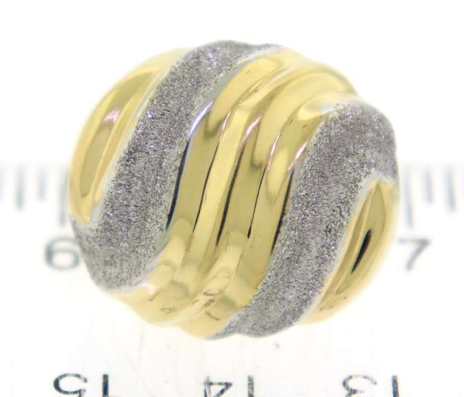 Glowing 14kt Two-Tone Gold Button Style Earrings
