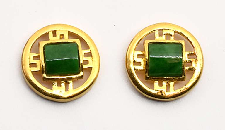 Beautiful Jade & 24k Gold Earrings