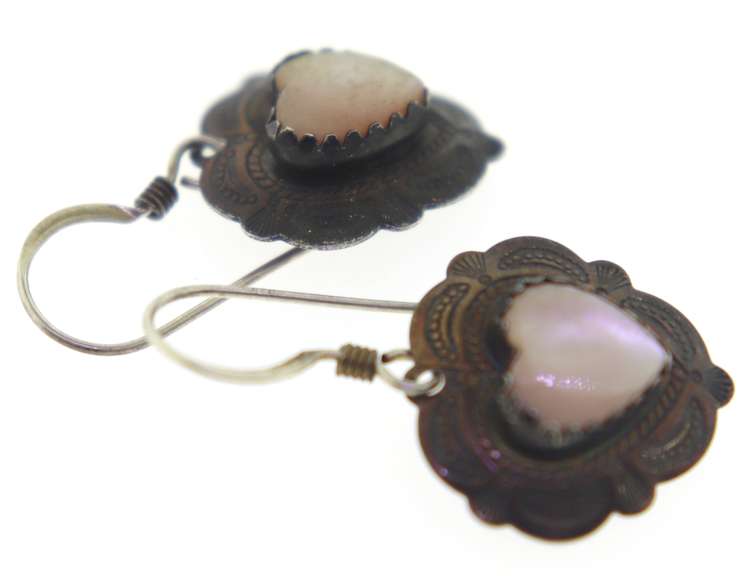 Vintage Sterling Silver Dangle Heart Earrings
