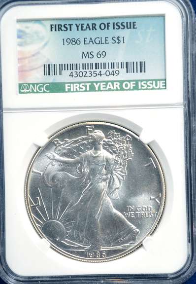 1986 Silver Eagle First Year of Issue NGC MS69