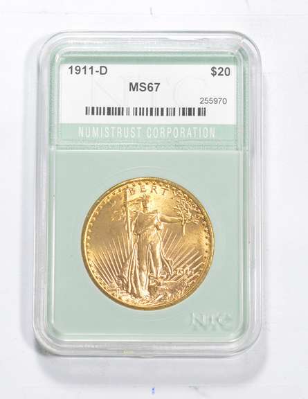MS67 1911-D $20.00 Saint-Gaudens Gold Double Eagle - Graded NTC