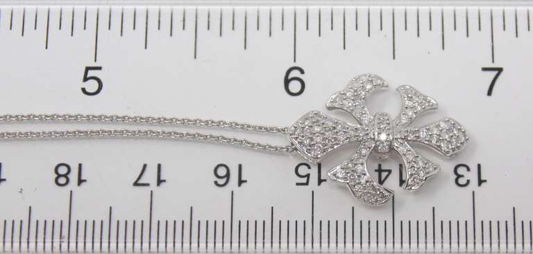 Exciting 14kt White Gold Fleur De Lis Diamond Pave Necklace