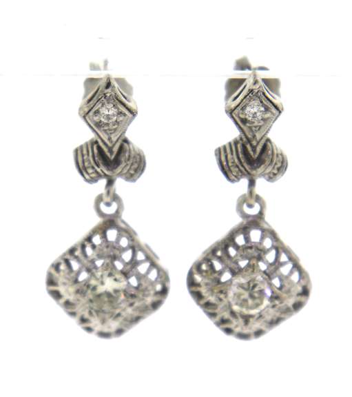 Fantastic White Gold Filigree Diamond Earrings