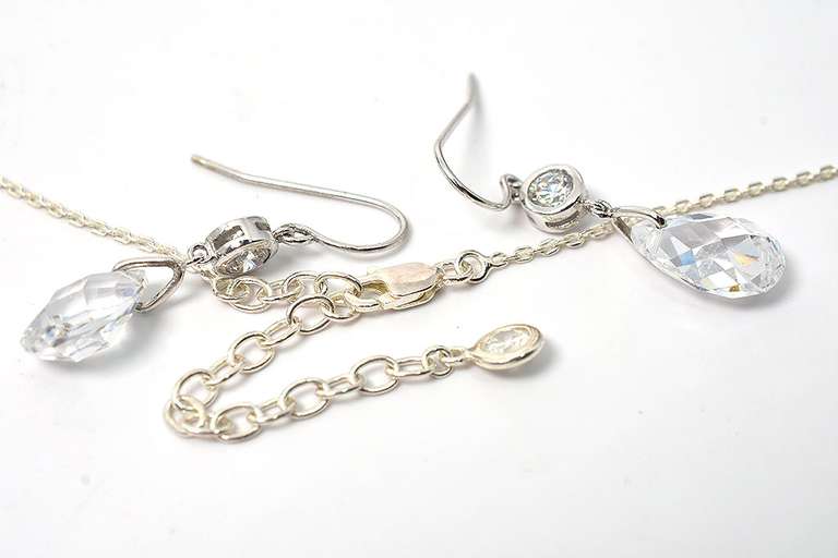 Sterling Silver Crystal Necklace and Earrings
