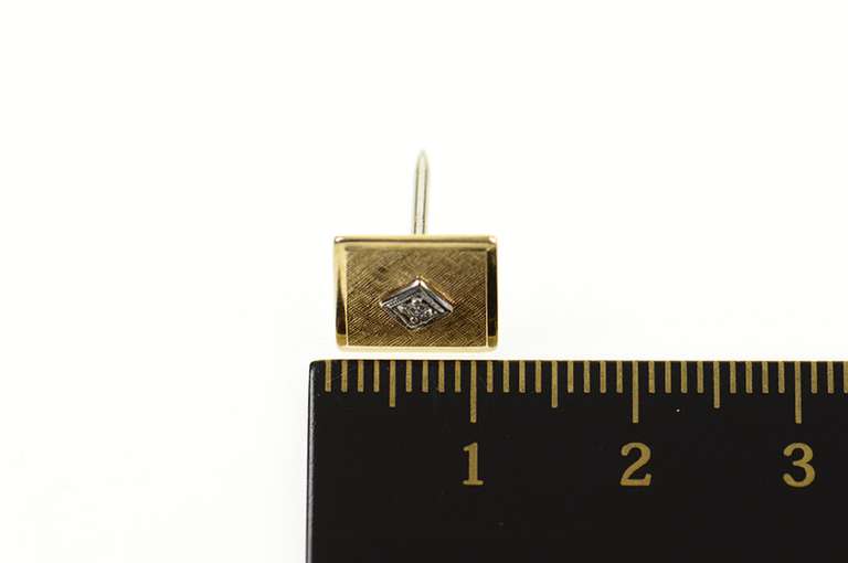 14K Yellow Gold 1960's Squared Diamond Inset Lapel Pin/Brooch