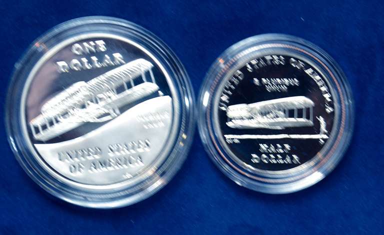 2003 First Flight Silver Dollar and Half Dollar Proof Coins in OGP
