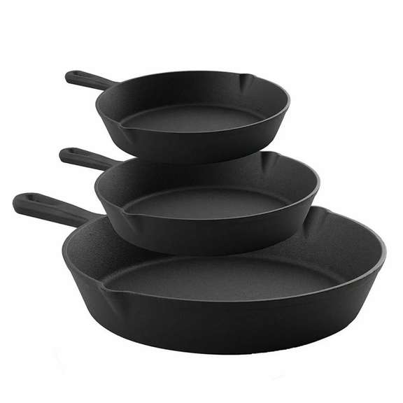 3PCS Non-stick Frying Pan Cast Iron Skillet