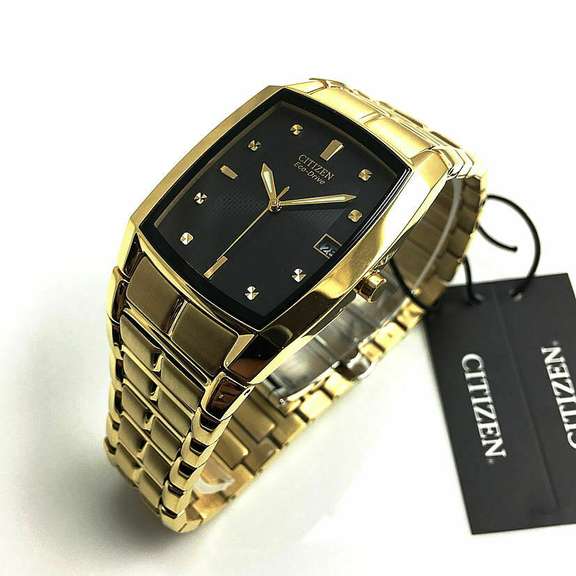 Citizen Eco Drive Black Dial Yellow Gold-tone Watch